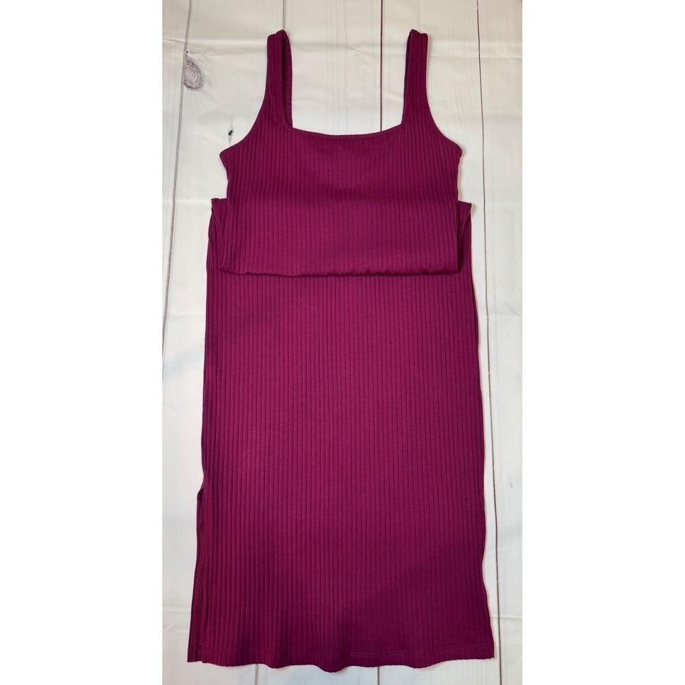 Burgandy Sleeveless Midi‎ Dress / Medium / Sku0006